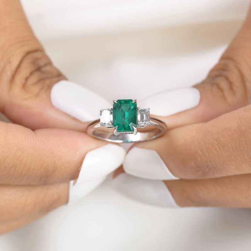 Bague 3 pierres - Or Blanc 18k