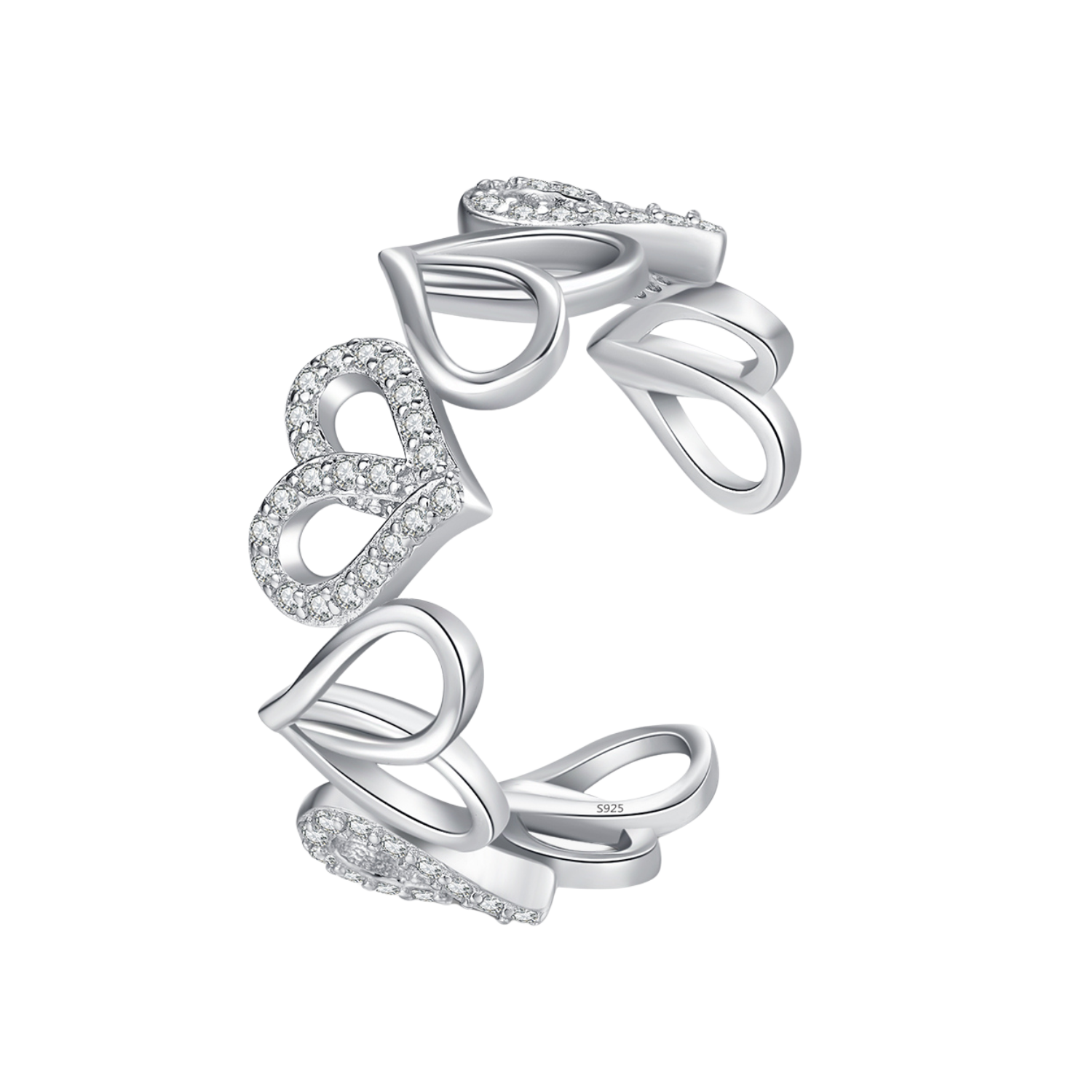 Bague Argent Coeur Femme Réglable | Bijoux Haut de Gamme