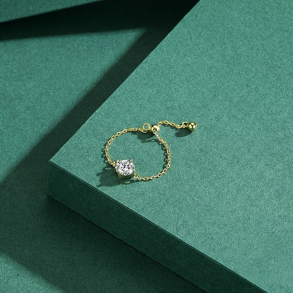 Bague Argent Femme | Bague Chaîne Réglable