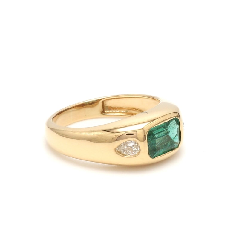 Bague chunky émeraude et diamants
