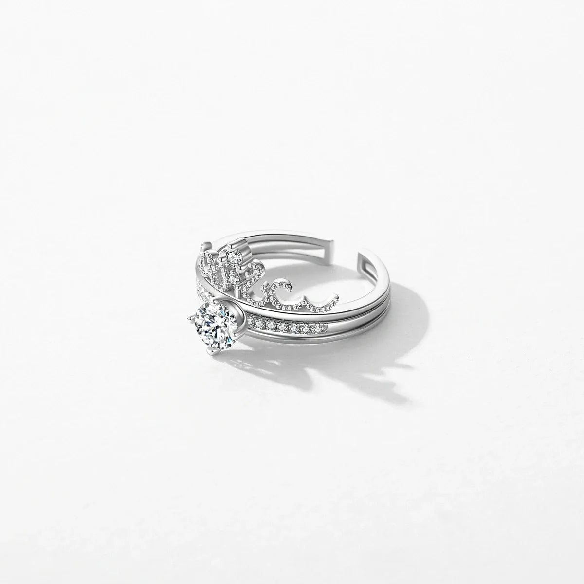 Bague Couronne Réglable Argent Reine