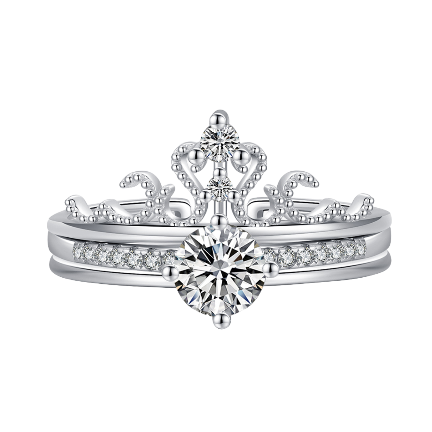 Bague Couronne Réglable Argent Reine