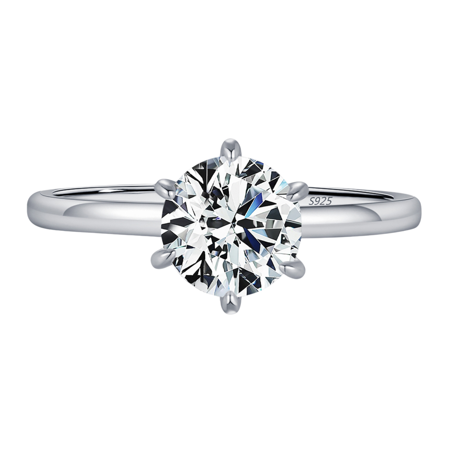 Bague De fiançailles Femme Argent Moissanite 1 carat