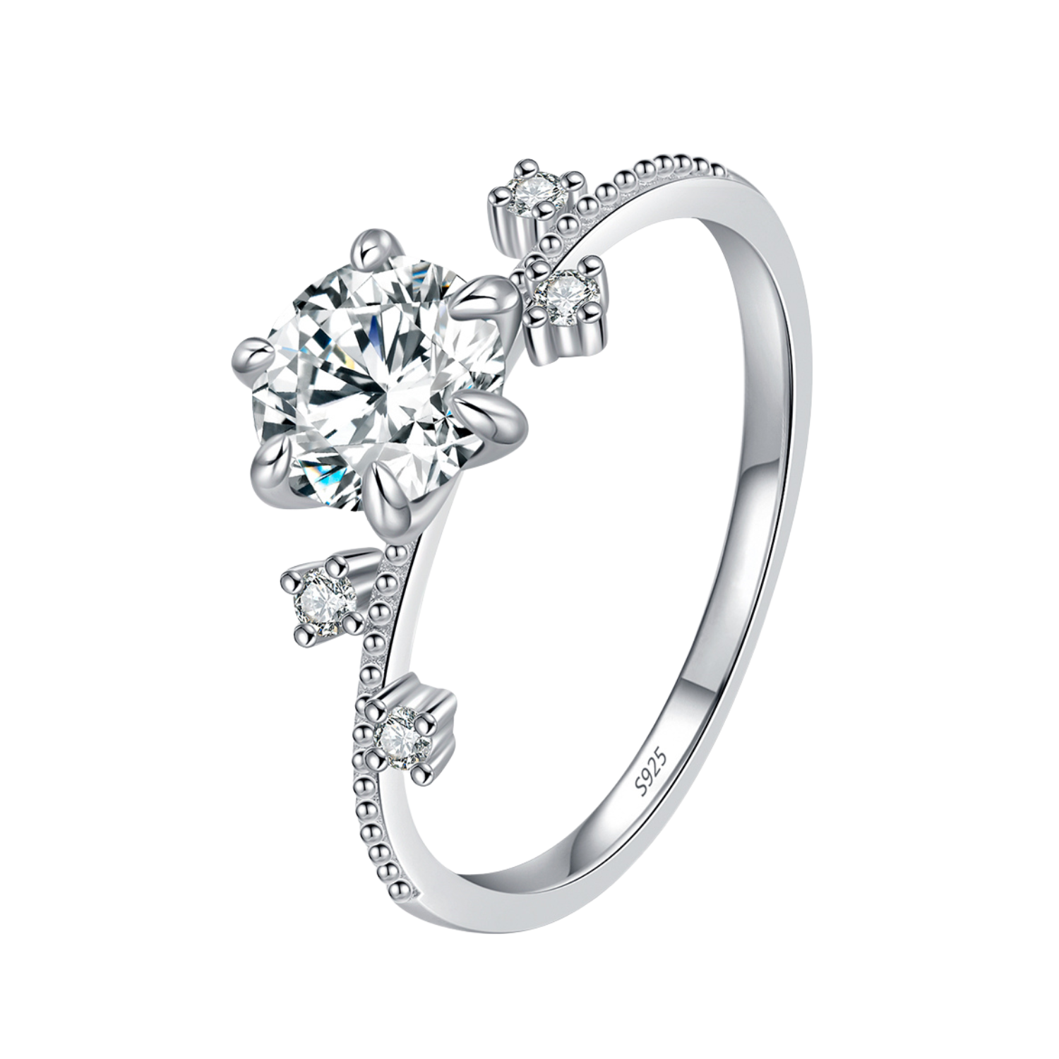 Bague de fiançailles Moissanite | Bague Argent Femme