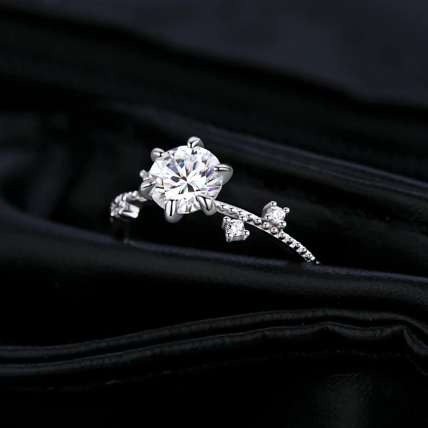 Bague de fiançailles Moissanite | Bague Argent Femme