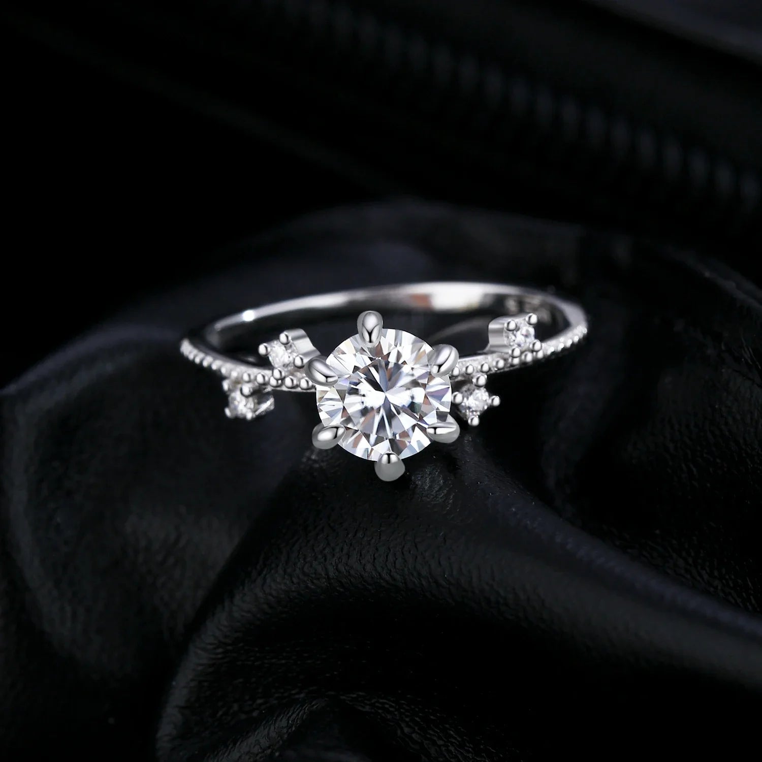 Bague de fiançailles Moissanite | Bague Argent Femme