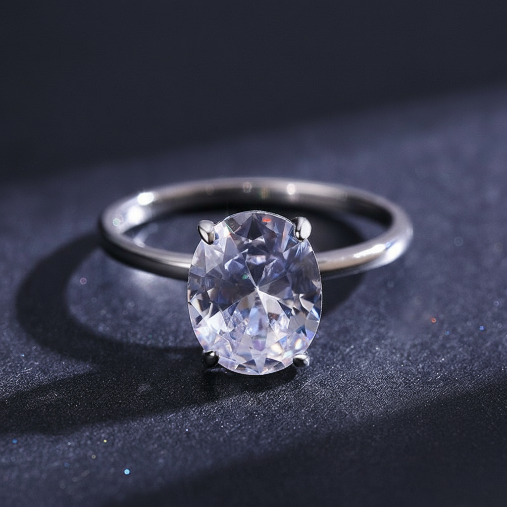 Bague de Fiançailles Solitaire | Bague Argent Femme