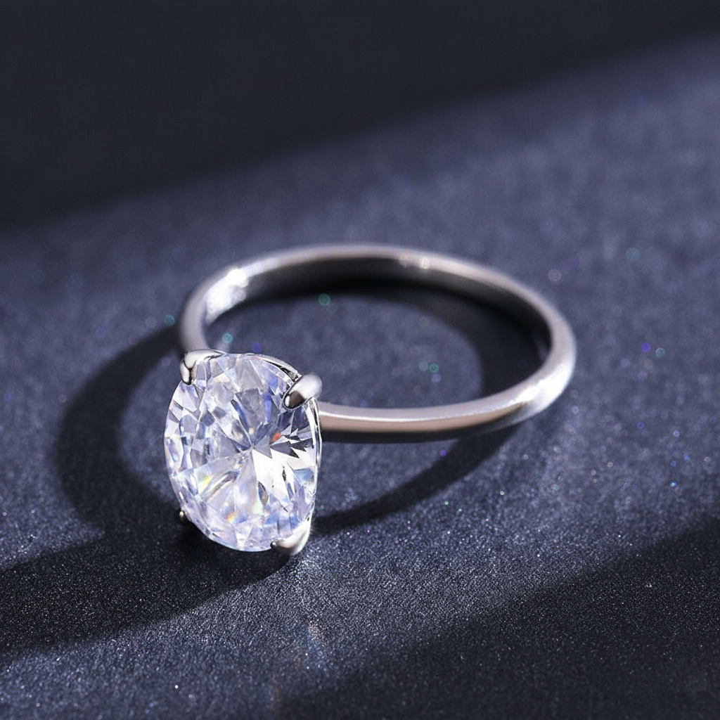 Bague de Fiançailles Solitaire | Bague Argent Femme