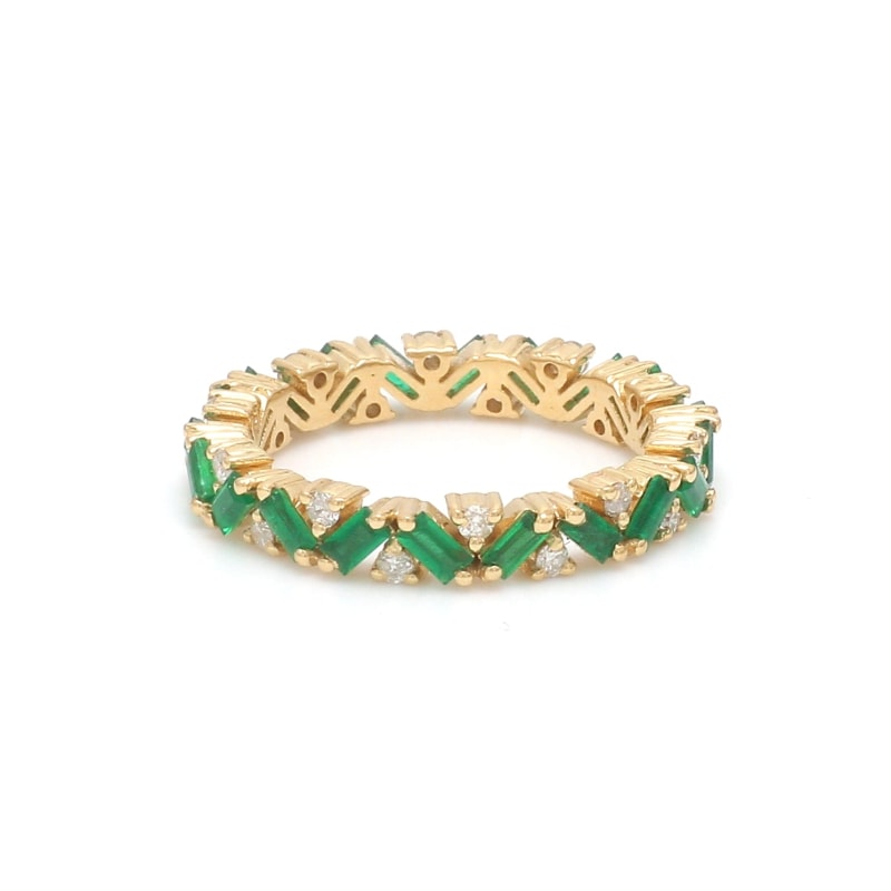 Bague diamant et émeraude - Or Jaune 18k