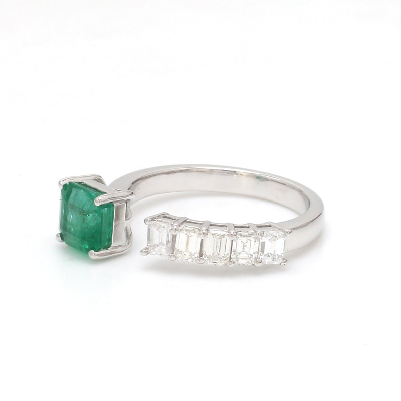 Bague émeraude diamants et or blanc