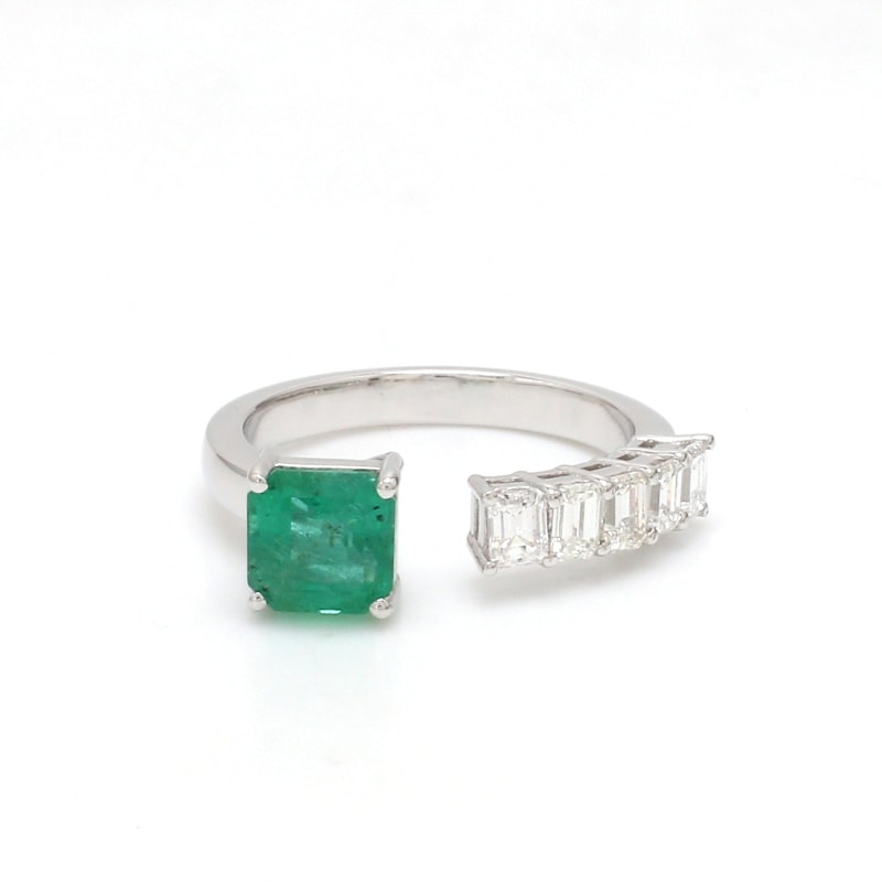 Bague émeraude diamants et or blanc