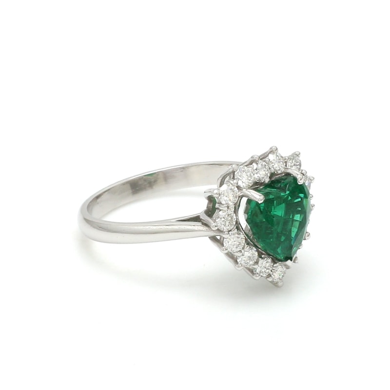 Bague émeraude fiançailles - Or Blanc 18k