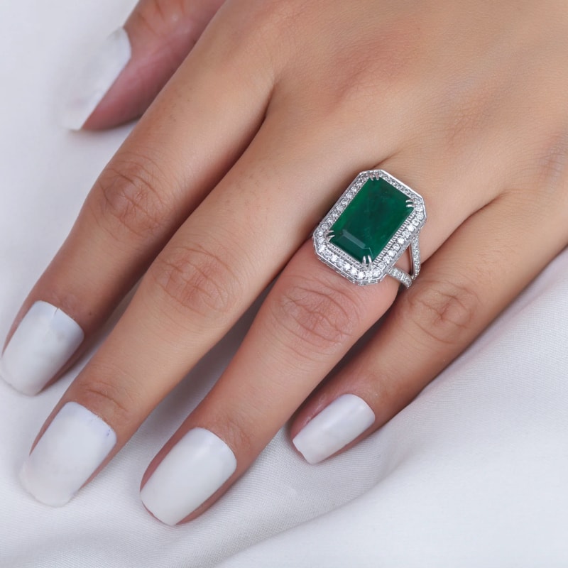 Bague émeraude or blanc