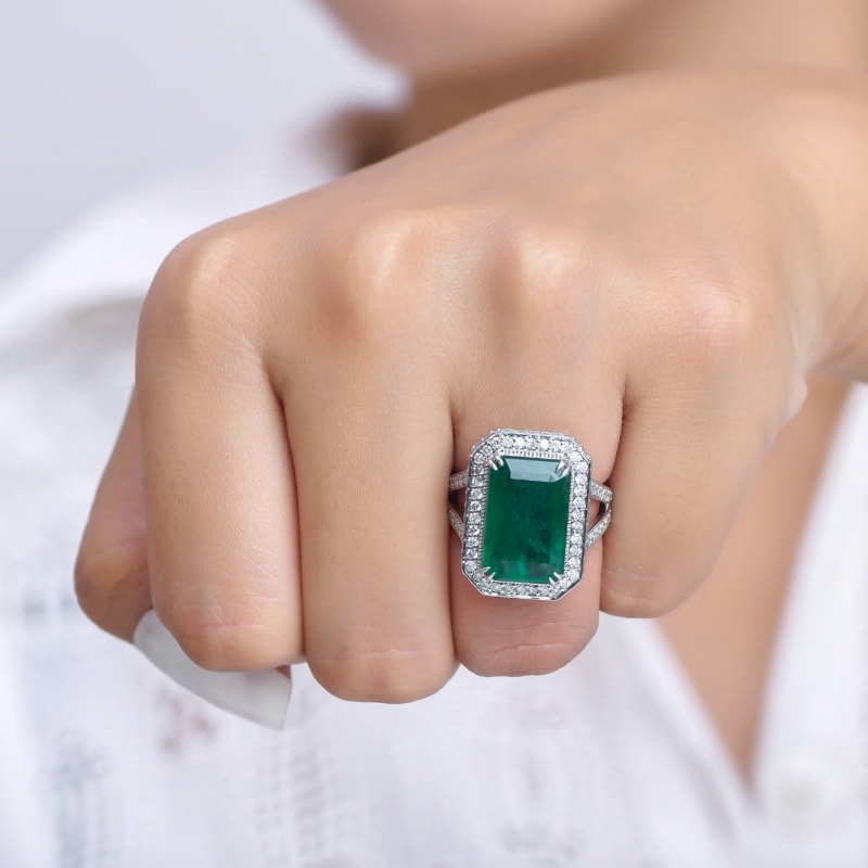 Bague émeraude or blanc