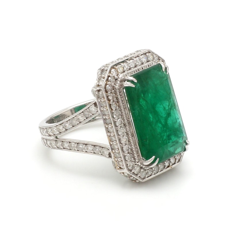 Bague émeraude or blanc