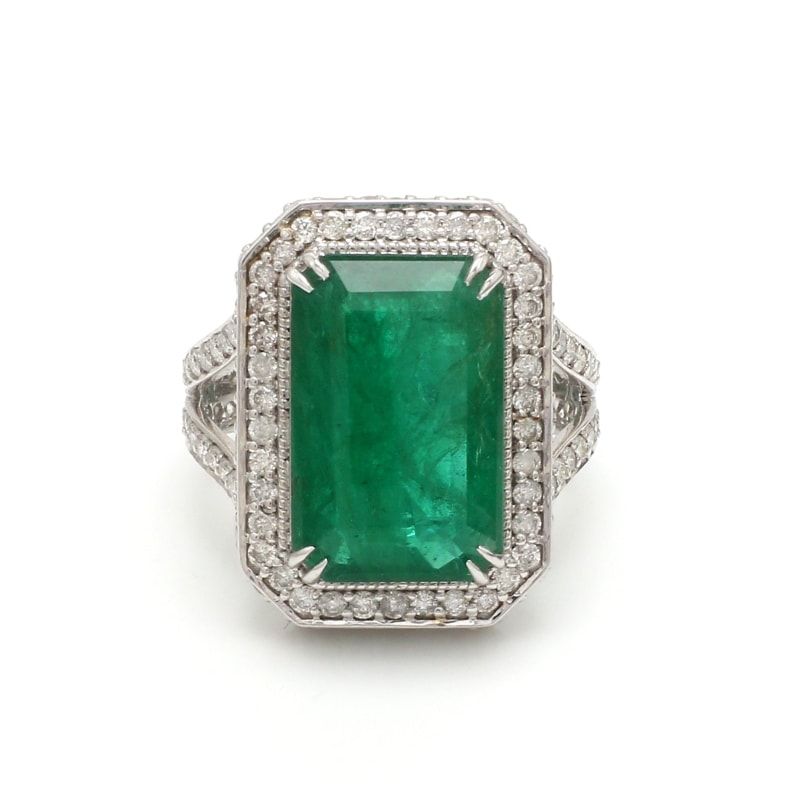 Bague émeraude or blanc