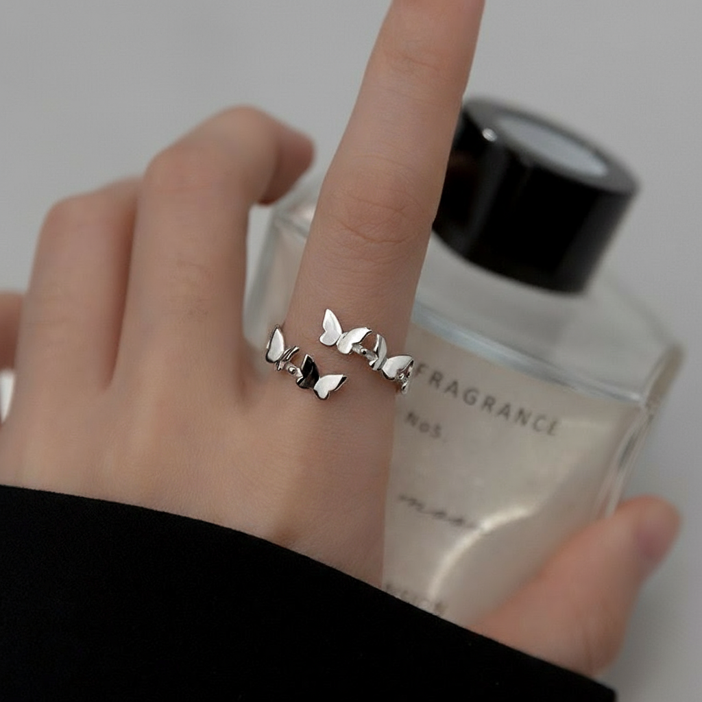 Bague Papillon Argent Femme Réglable | Bijou Haut de Gamme