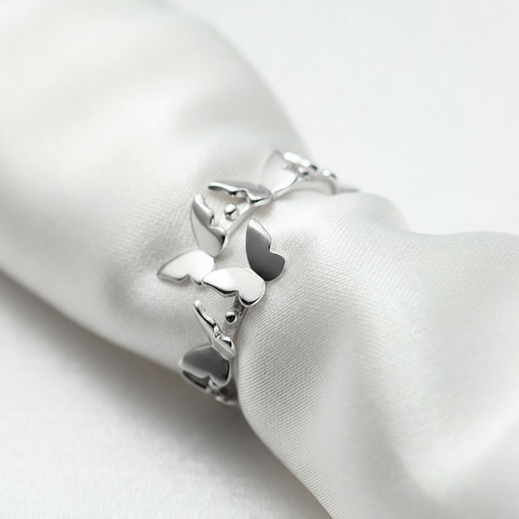 Bague Papillon Argent Femme Réglable | Bijou Haut de Gamme