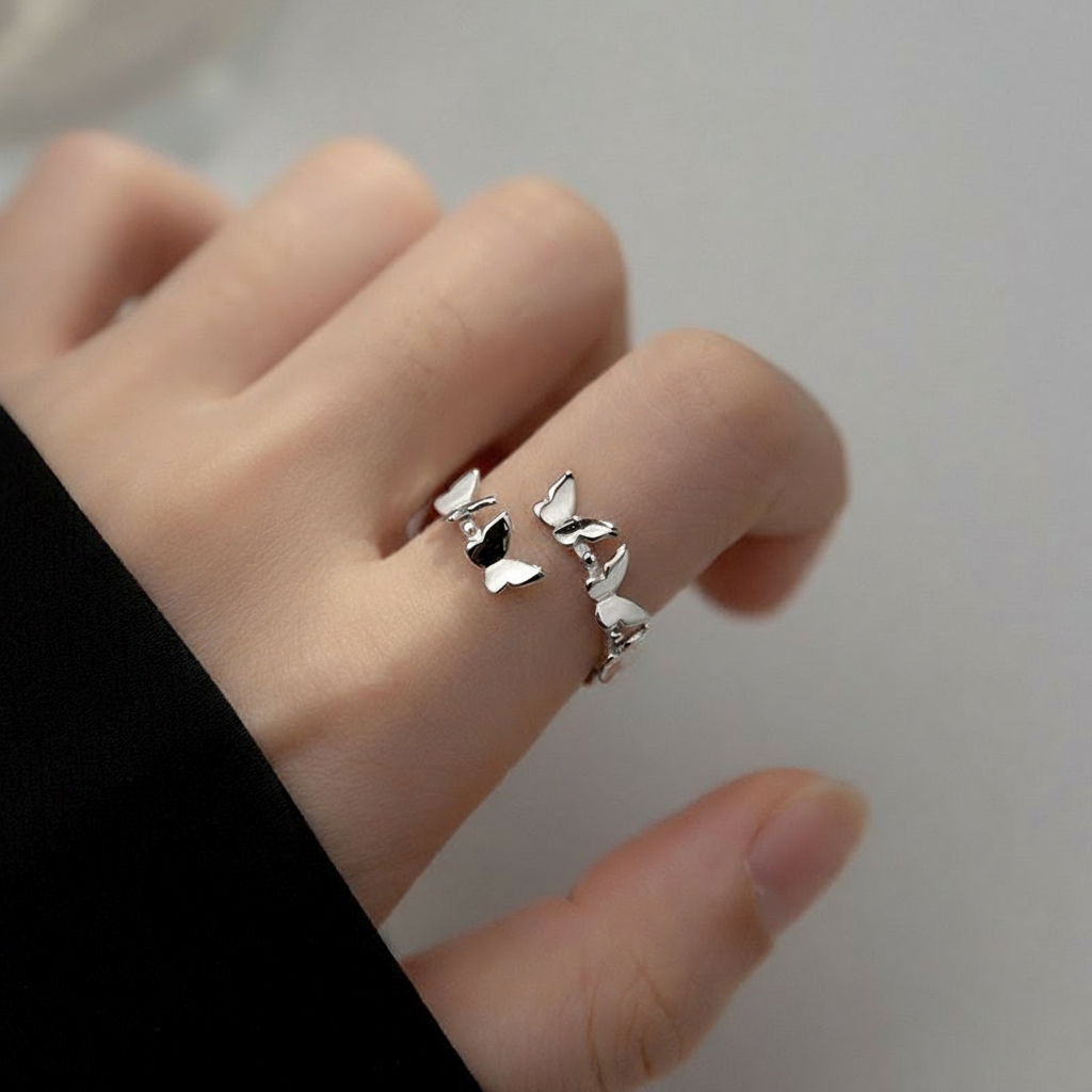 Bague Papillon Argent Femme Réglable | Bijou Haut de Gamme