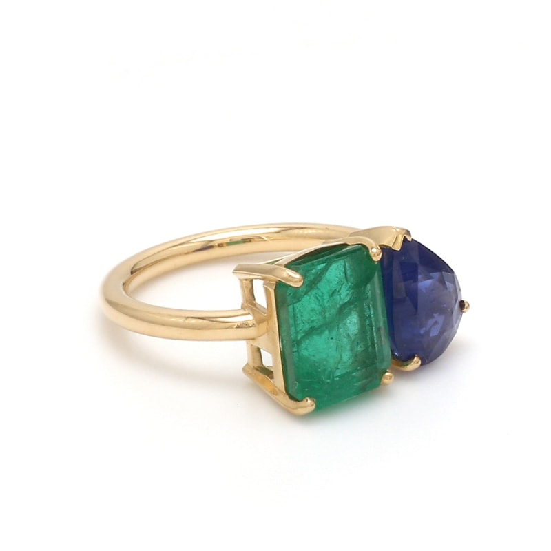 Bague Toi et Moi: Émeraude & Saphir