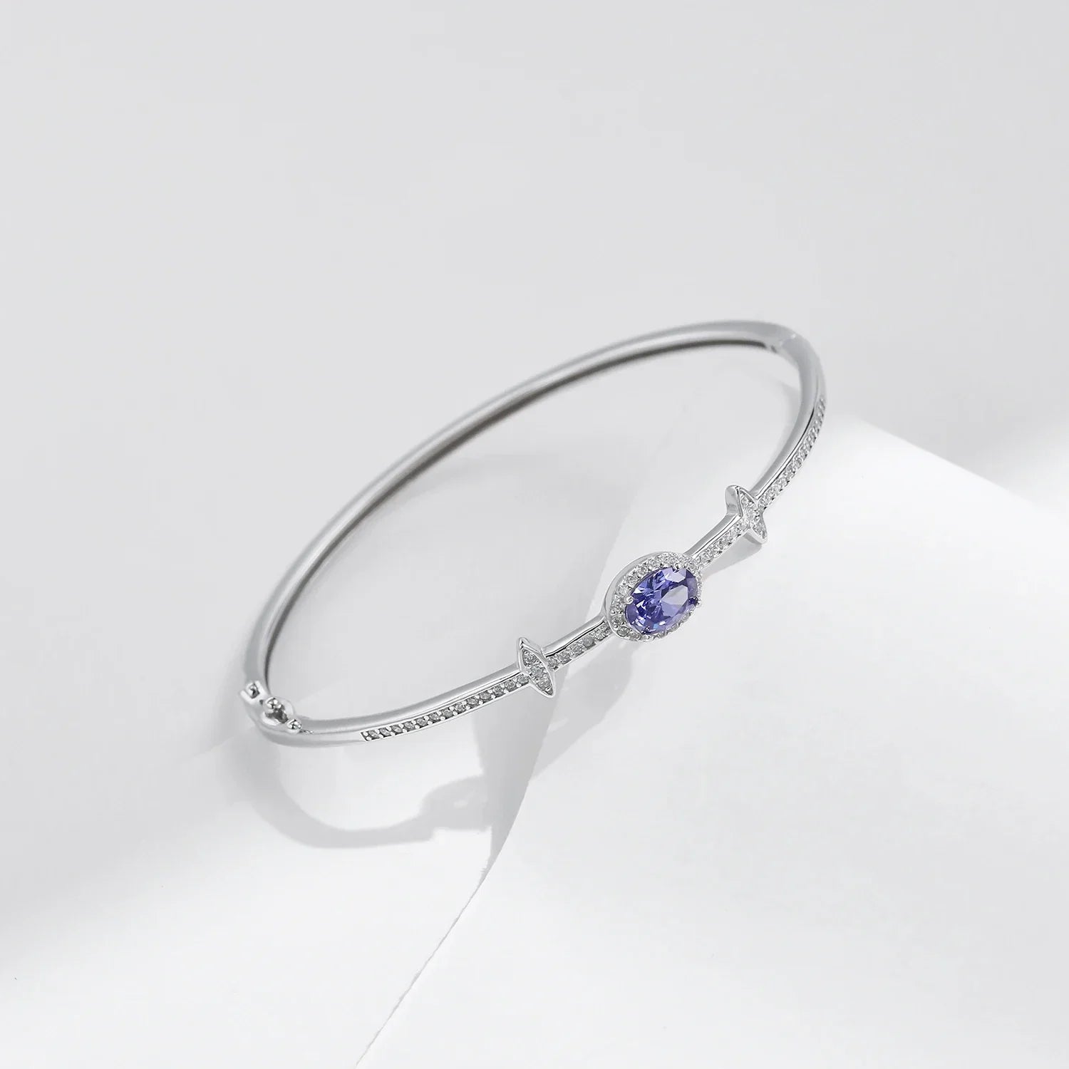 Bangle | Bracelet Jonc Argent Pierre Bleu