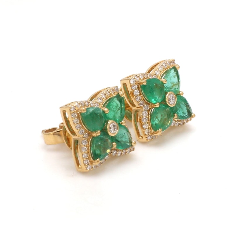 Boucle d’oreille émeraudes et diamants