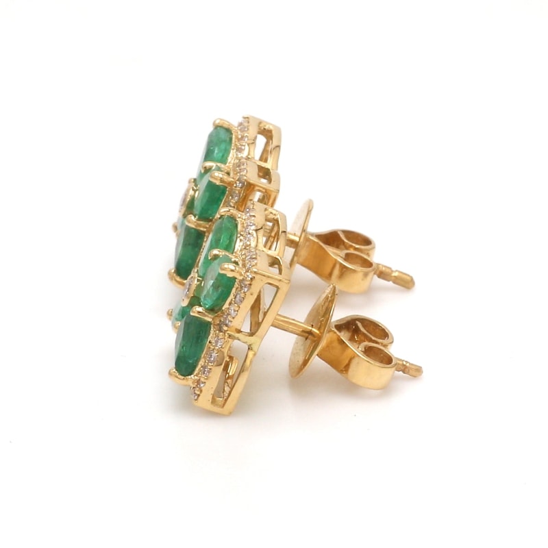 Boucle d’oreille émeraudes et diamants