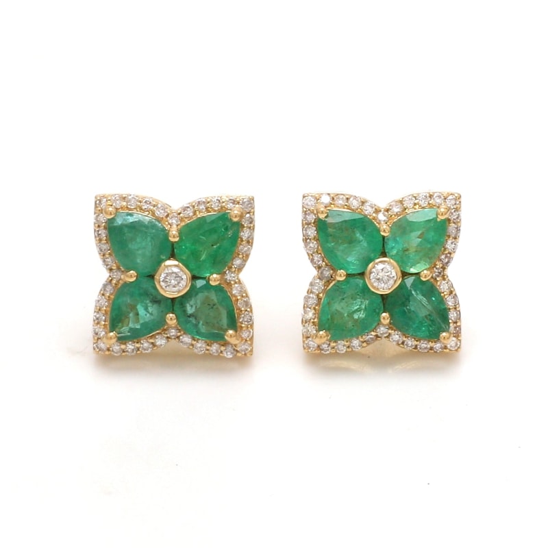 Boucle d’oreille émeraudes et diamants