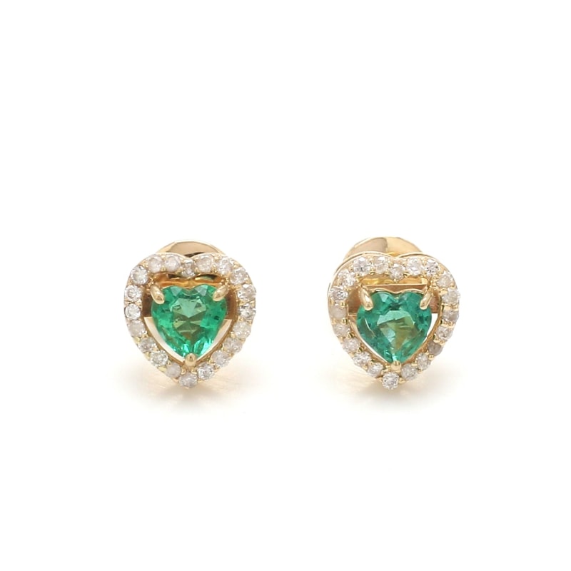 Boucle d’oreille or émeraude - Or Jaune 18k