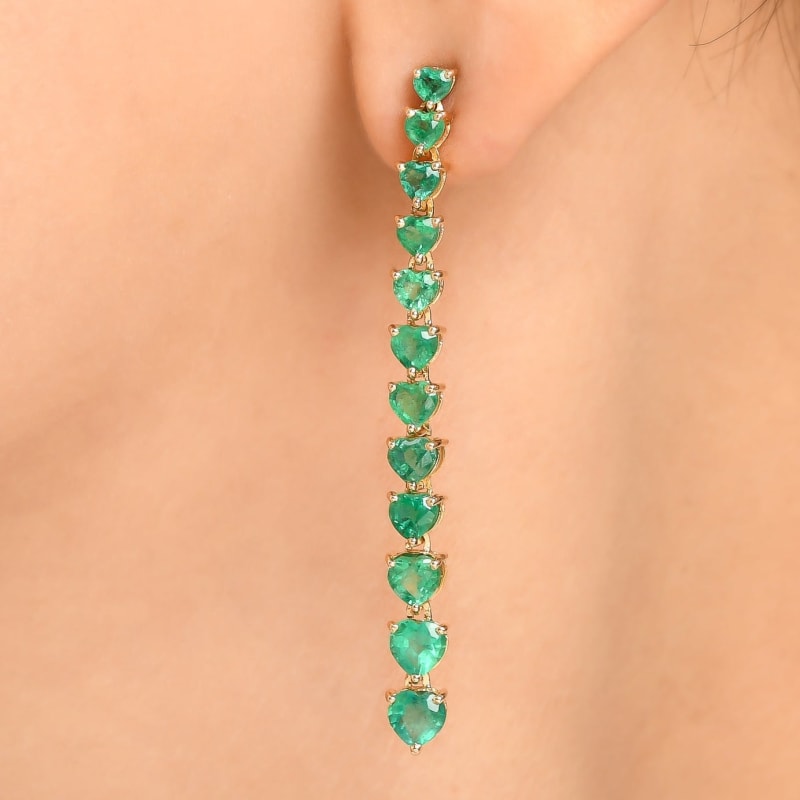 Boucle d’Oreille pendante emeraude coeur