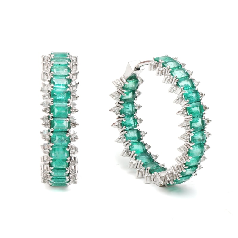 Boucles d’oreilles émeraude or blanc