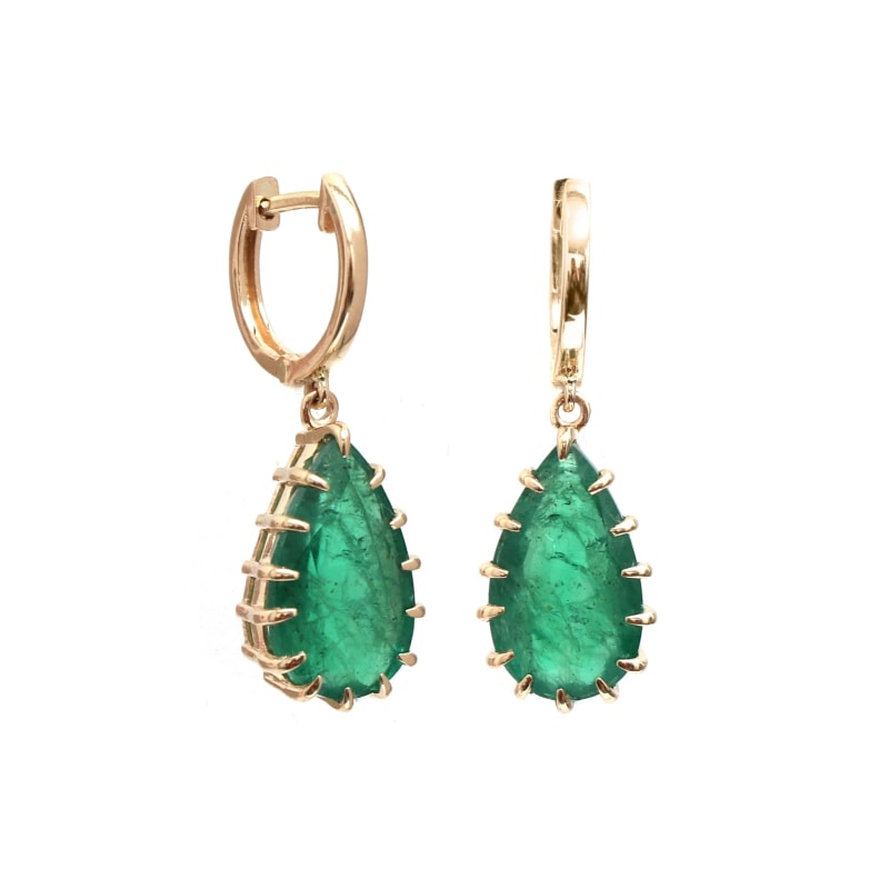 Boucles d’oreilles gouttes en émeraude - Or Jaune 18k