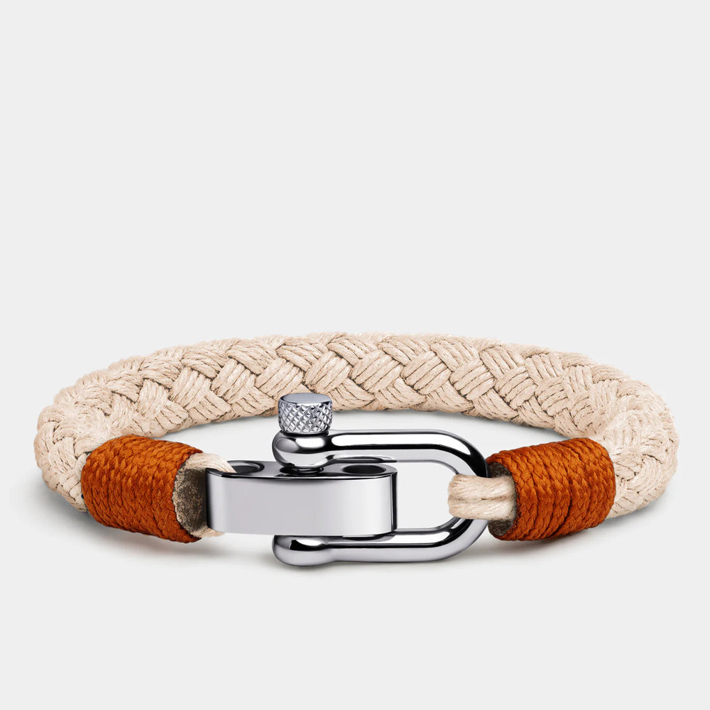 Bracelet Cordon Homme Beige Acier Inoxydable | Bijoux Homme