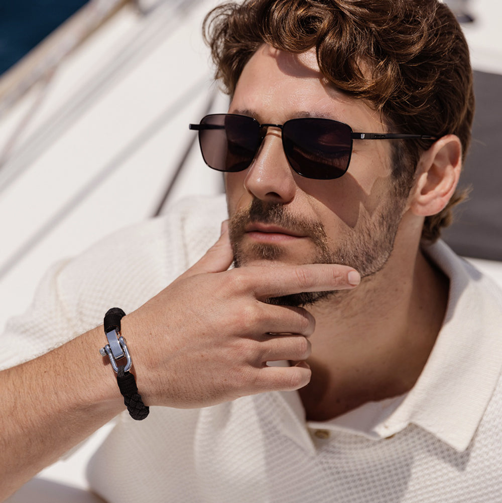 Bracelet Cordon Homme Noir Acier Inoxydable | Bijoux Homme