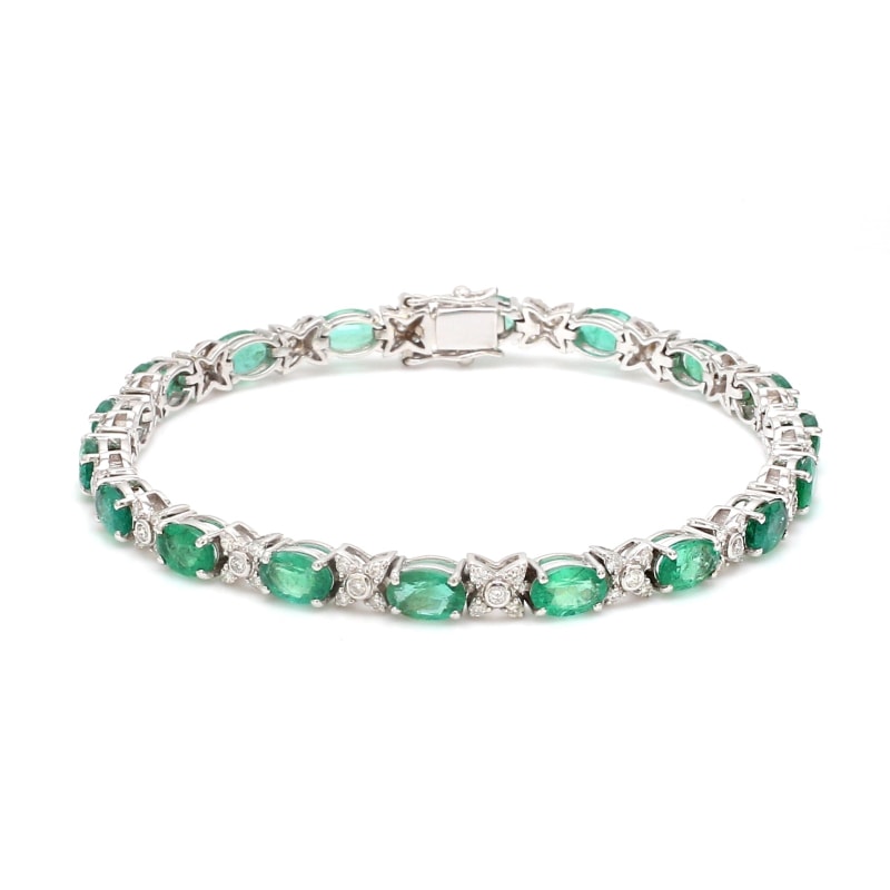 Bracelet émeraude or blanc et diamants