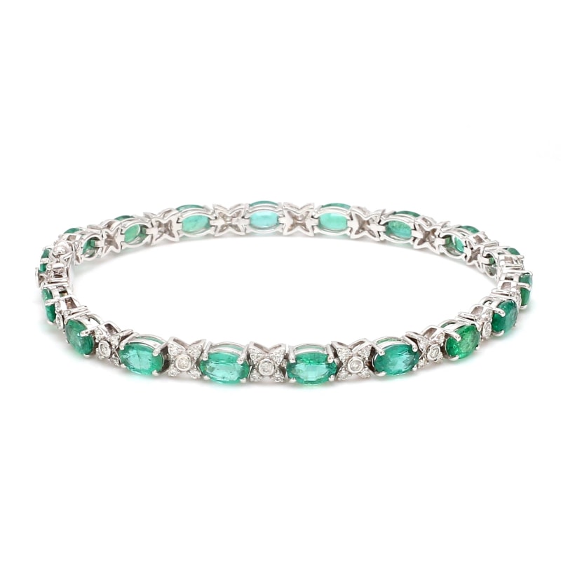 Bracelet émeraude or blanc et diamants