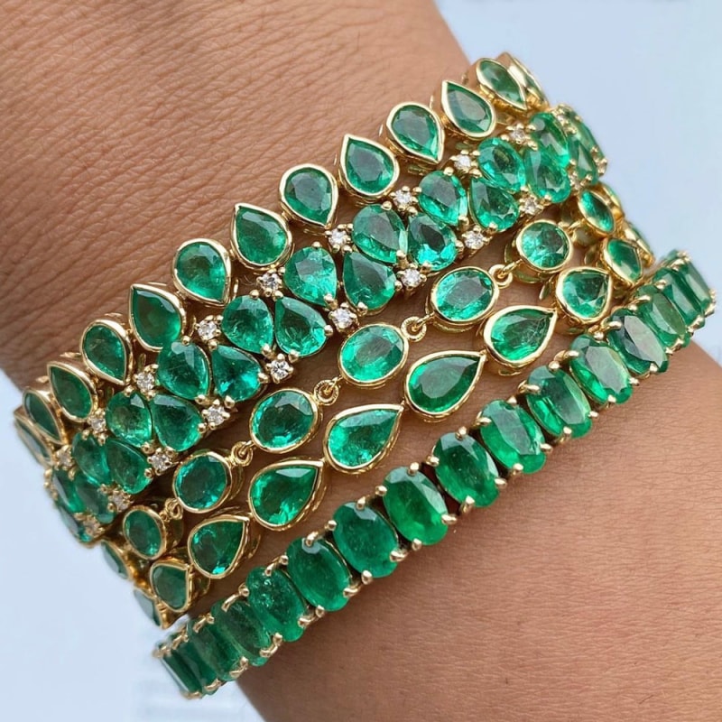 Bracelet émeraude poire
