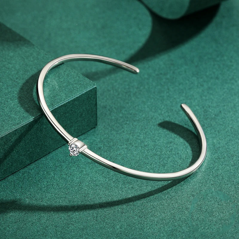 Bracelet Jonc Argent Femme Solitaire