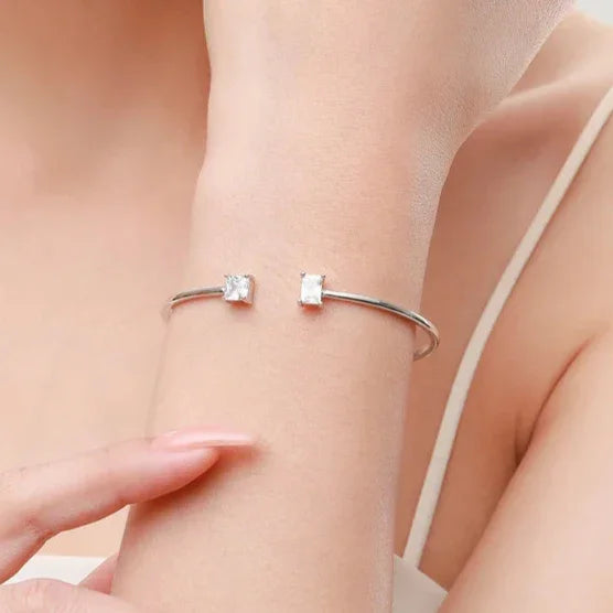 Bracelet Jonc en Argent pour Femme Zircons