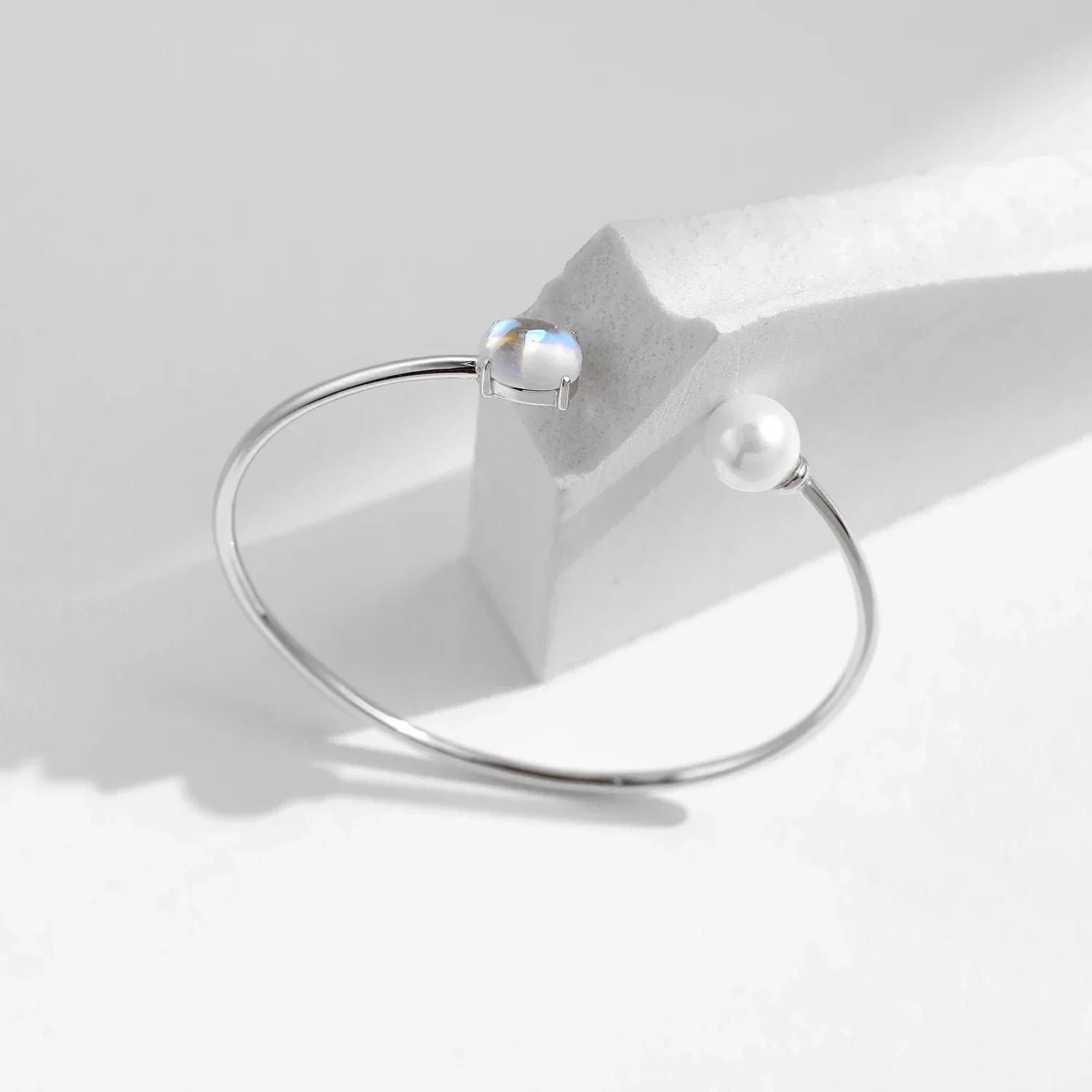 Bracelet Pierre de Lune Argent et Perles de culture