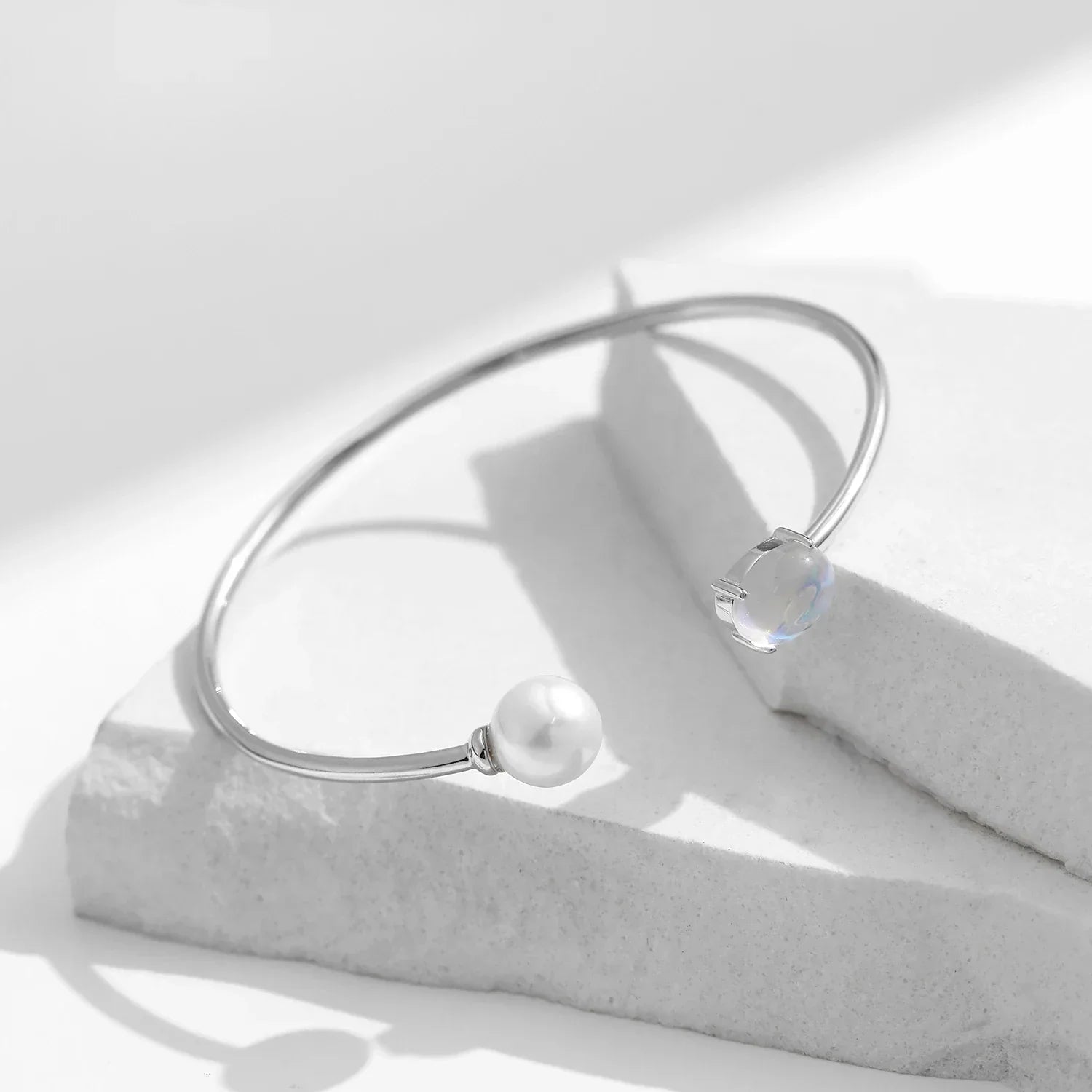 Bracelet Pierre de Lune Argent et Perles de culture