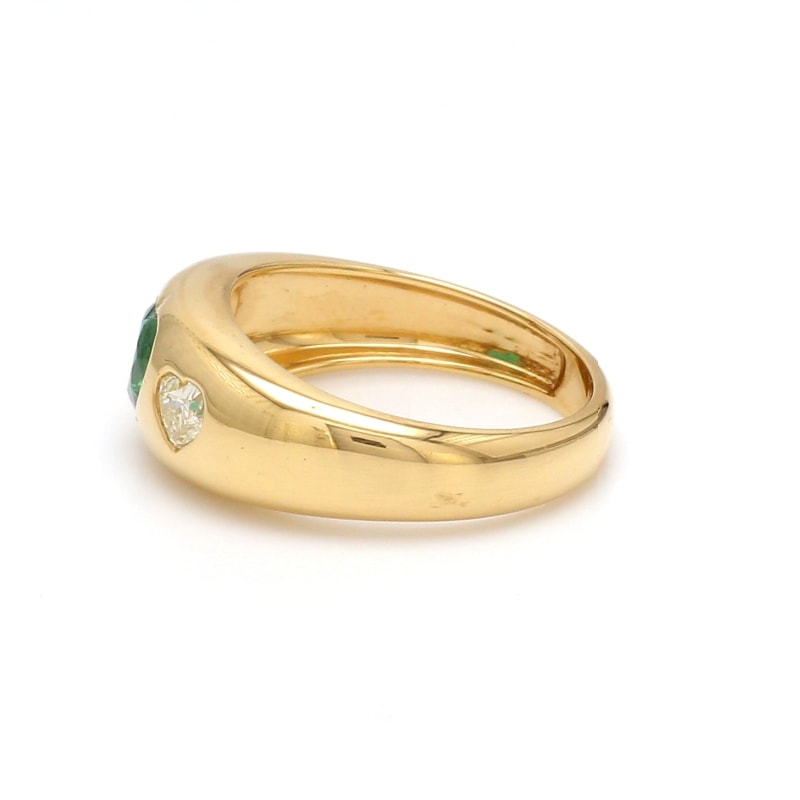 Chevalière Femme émeraude et diamants