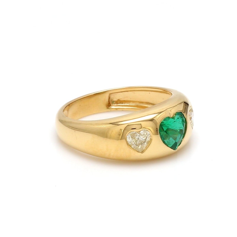 Chevalière Femme émeraude et diamants