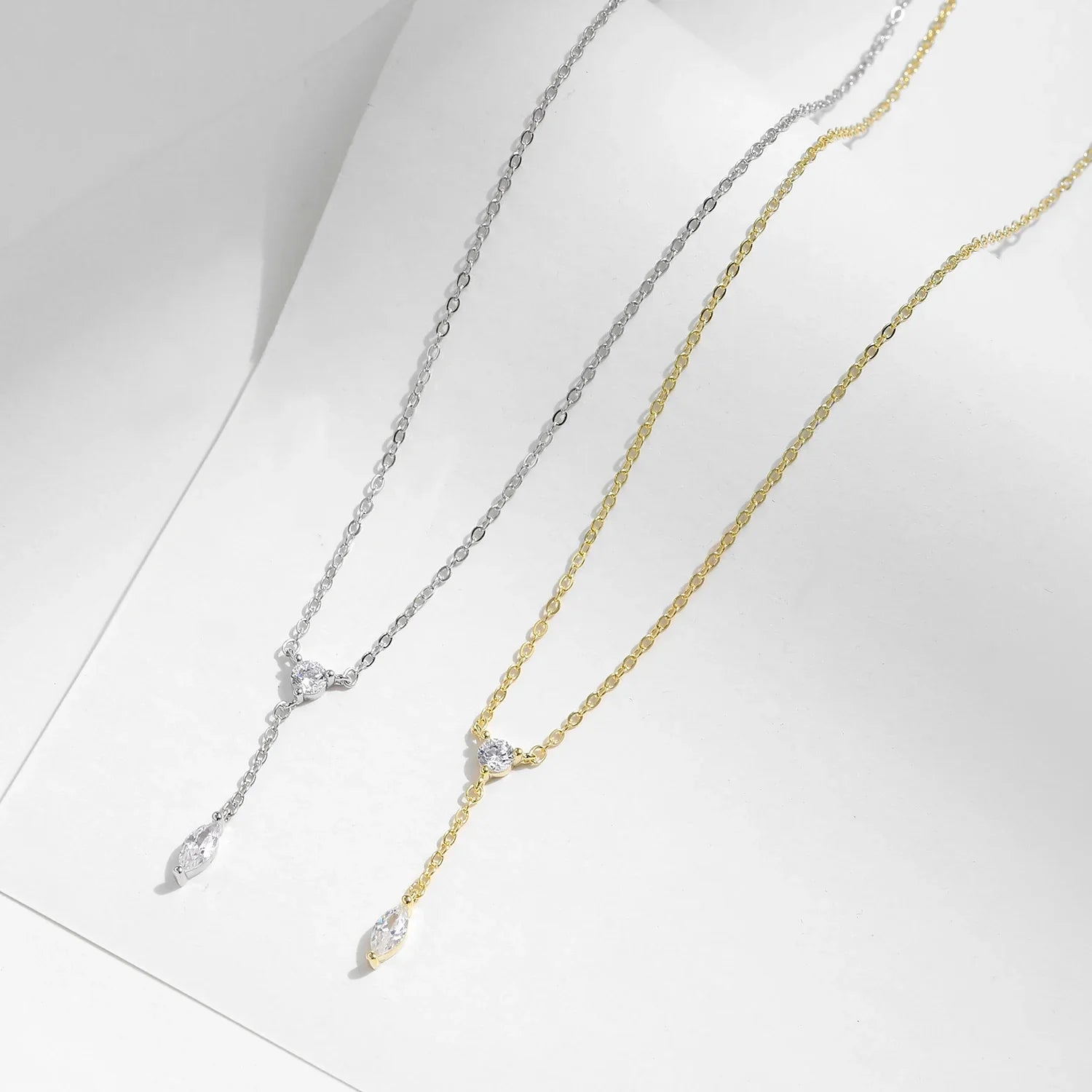 Collier cravate Argent Zircon | Bijou Femme
