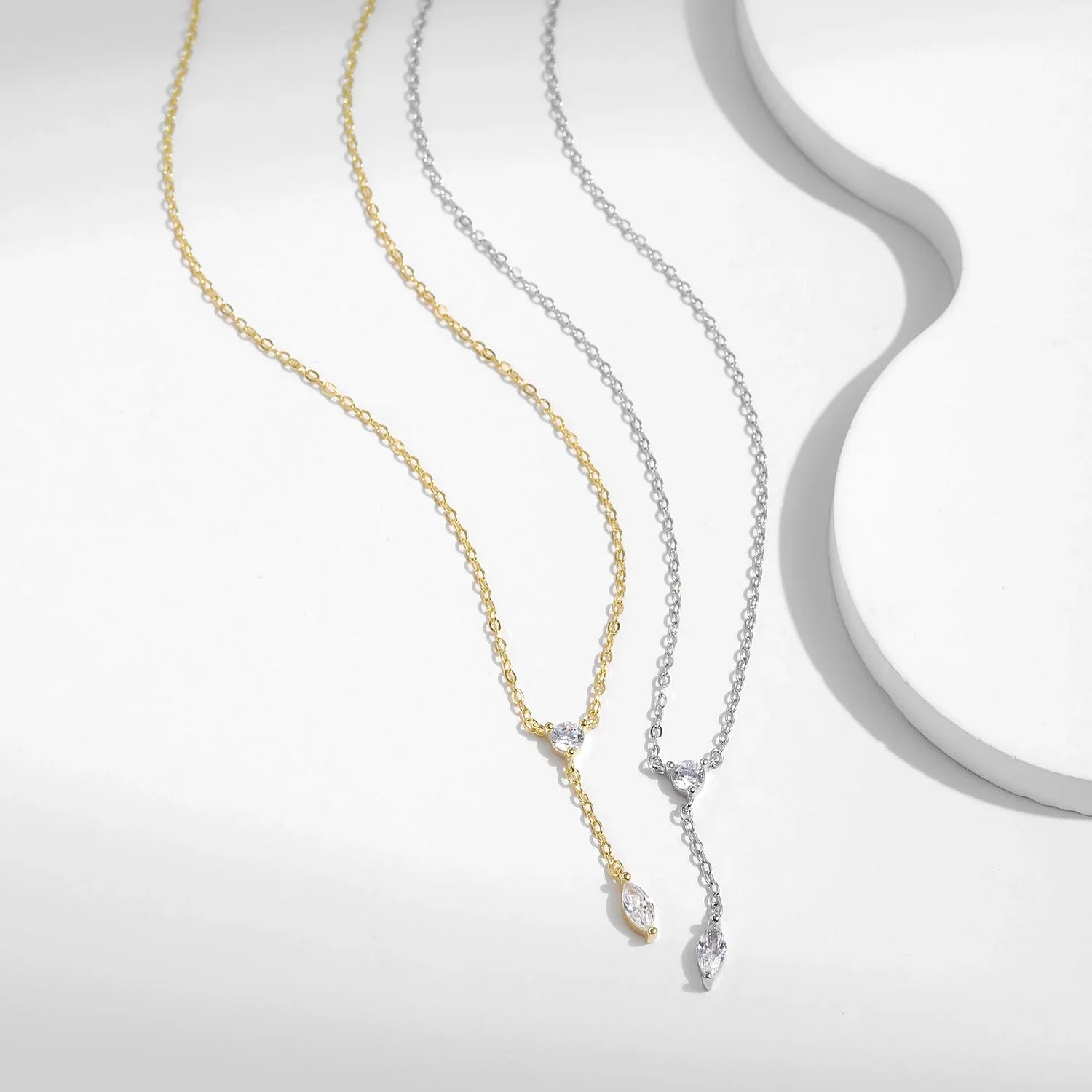 Collier cravate Argent Zircon | Bijou Femme