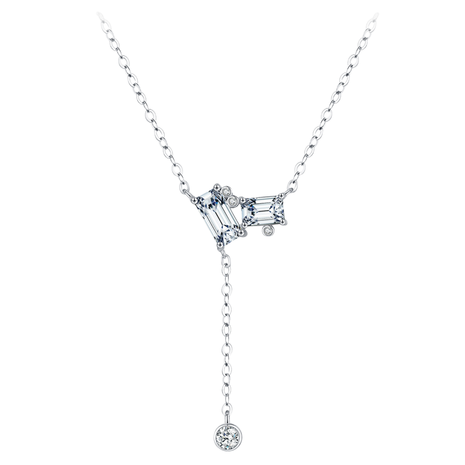 Collier Cravate Argent Zircons Femme