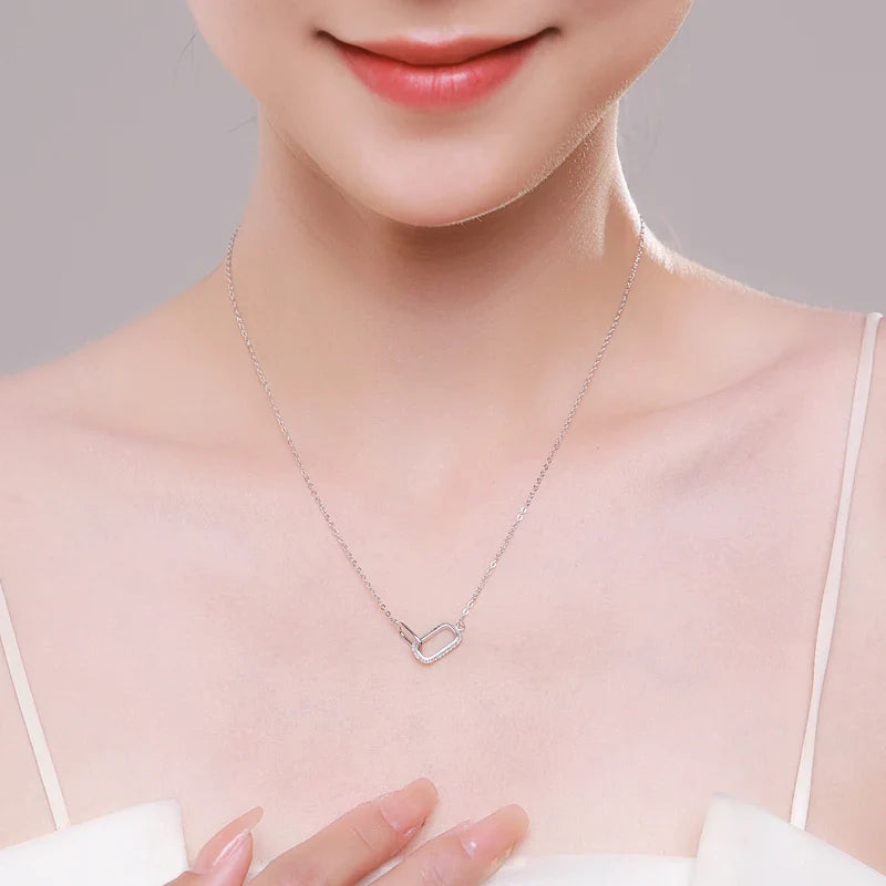 Collier Mousqueton | Collier Argent Pour Femme Zircons