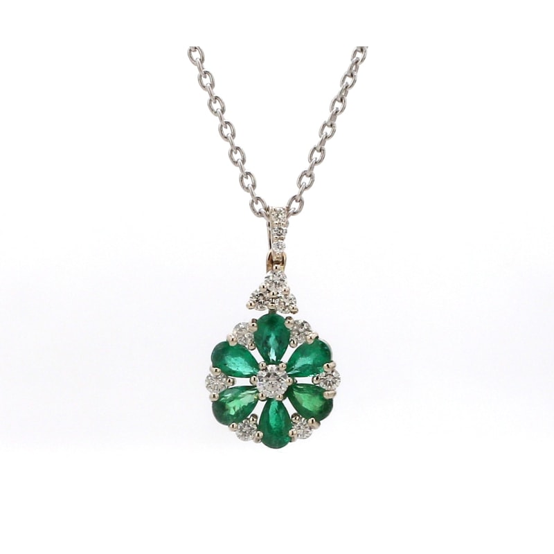 Pendentif or émeraude - Or Blanc 18k