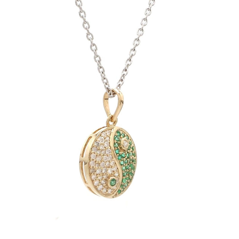 Pendentif Yin/Yang en émeraude et diamants