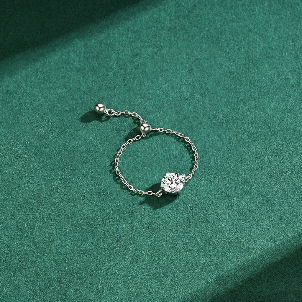 Bague Argent Femme | Bague Chaîne Réglable